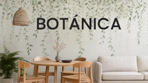 La subcategoría botánica ofrece papeles murales personalizados con ilustraciones de hojas, ramas y composiciones vegetales en tonos suaves. Ideales para crear ambientes serenos, frescos y conectados con la naturaleza. Se imprimen por m², permitiendo adaptar cada diseño al tamaño exacto del muro y conservar su armonía visual.